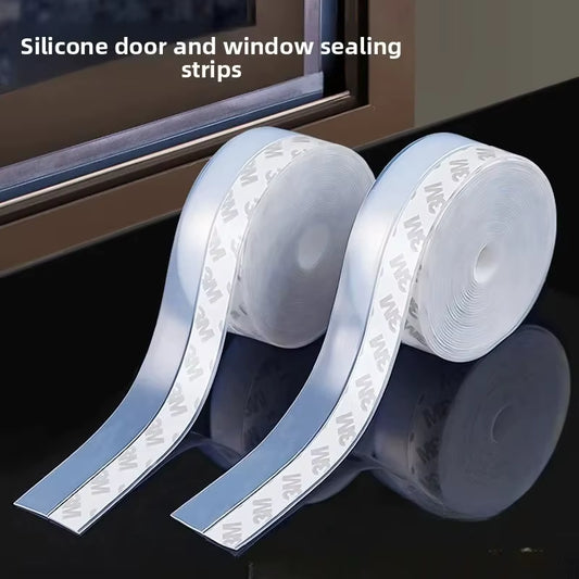 2Pcs Silicone Self-Stick Weather Stripping Tape Seals Gaps of House Glass/Shower Windows Door Bottom Dustproof Window/Door Seal