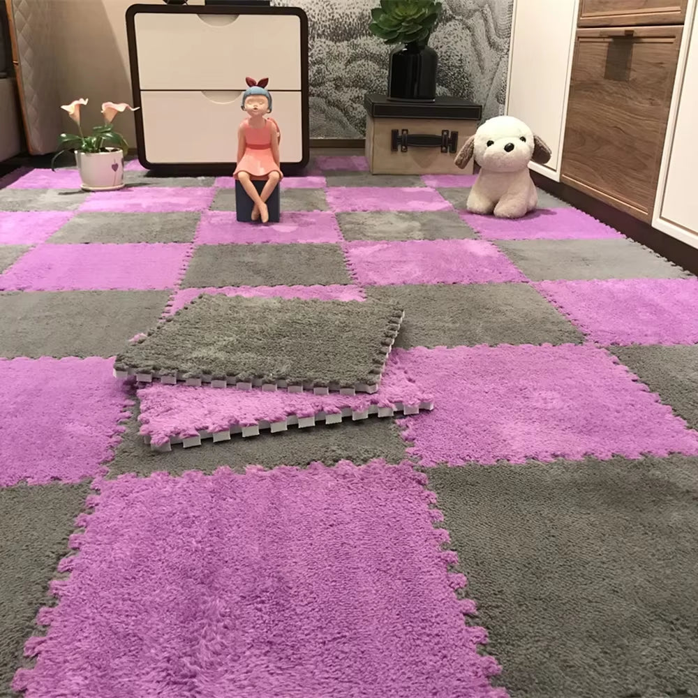 Soft Plush Children'S Mat Babe Toys Eva Foam Puzzle Carpet Warm Children Play Mats Interlocking Rugs Infant Carpet 30*30*1Cm