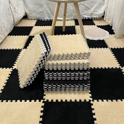 Soft Plush Children'S Mat Babe Toys Eva Foam Puzzle Carpet Warm Children Play Mats Interlocking Rugs Infant Carpet 30*30*1Cm