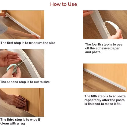 2Pcs Silicone Self-Stick Weather Stripping Tape Seals Gaps of House Glass/Shower Windows Door Bottom Dustproof Window/Door Seal