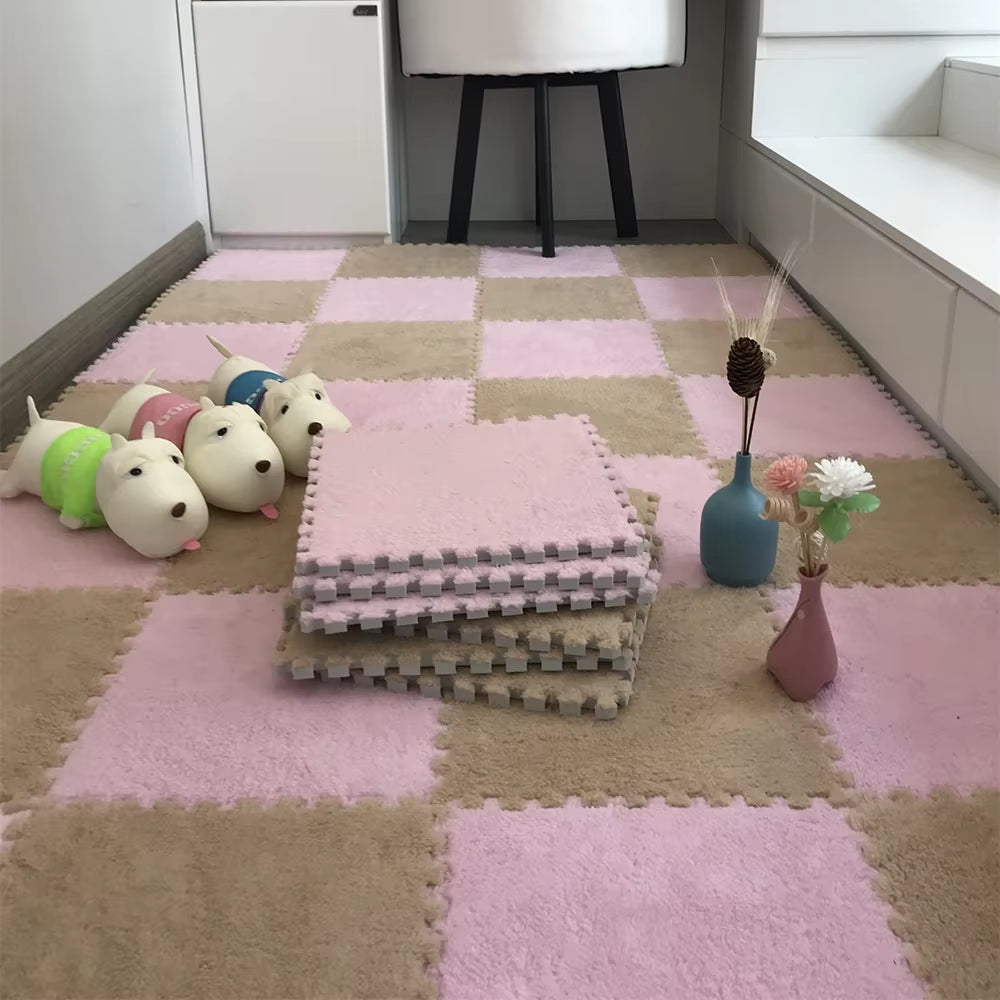 Soft Plush Children'S Mat Babe Toys Eva Foam Puzzle Carpet Warm Children Play Mats Interlocking Rugs Infant Carpet 30*30*1Cm